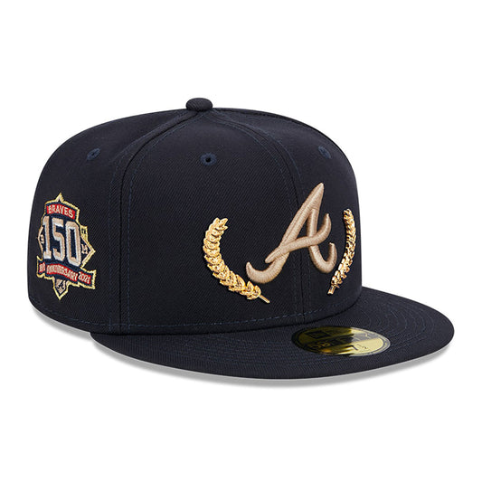 Atlanta Braves Gold Leaf Navy 59FIFTY Fitted Cap